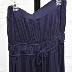 Dark Navy Blue Strapless Ruffle-Bottom Dress